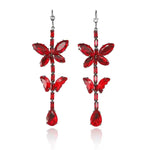 Red Butterfly Crystal Drop Earrings