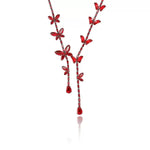 Red Butterfly Crystal Pendant Necklace