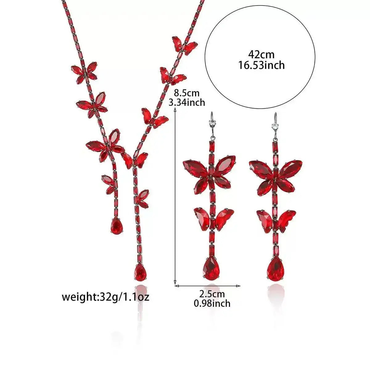 Red Butterfly Crystal Pendant Necklace