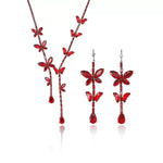 Red Butterfly Crystal Pendant Necklace