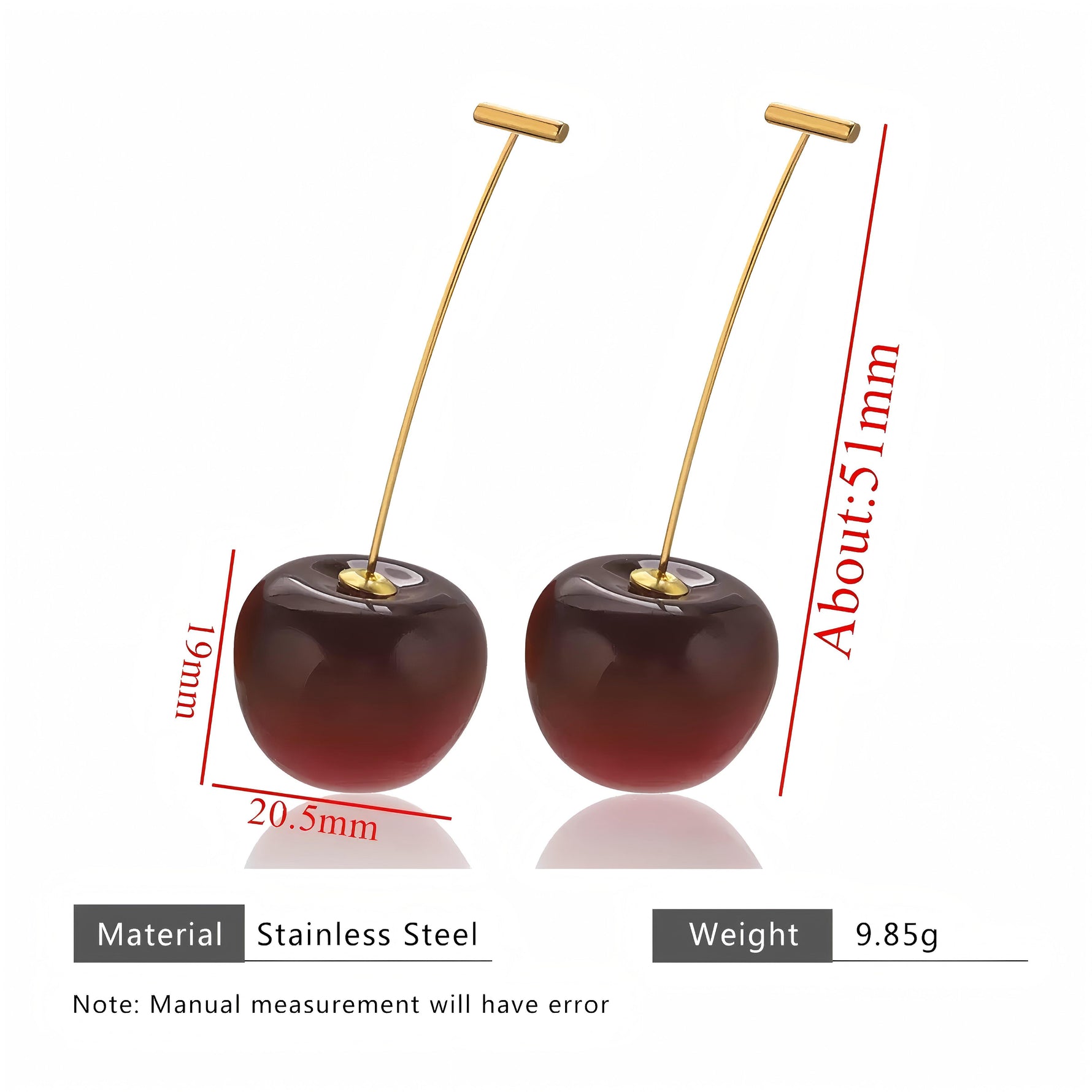 Red Cherry Fruit Long Cute Drop Earrings
