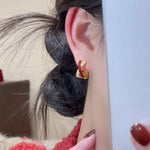 Red Cross Crystal Circle Earrings