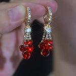 Red Crystal Cluster Drop Earrings