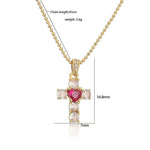 Red Crystal Heart Cross Jewelry Set