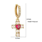Red Crystal Heart Cross Necklace Set