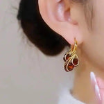Red Crystal Long Tassel Drop Earrings
