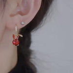 Red Crystal Rabbit Year Youthful Drop Earrings