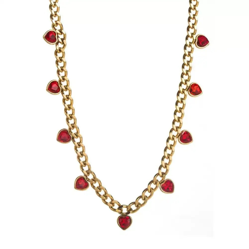 Red Crystal Station Necklace
