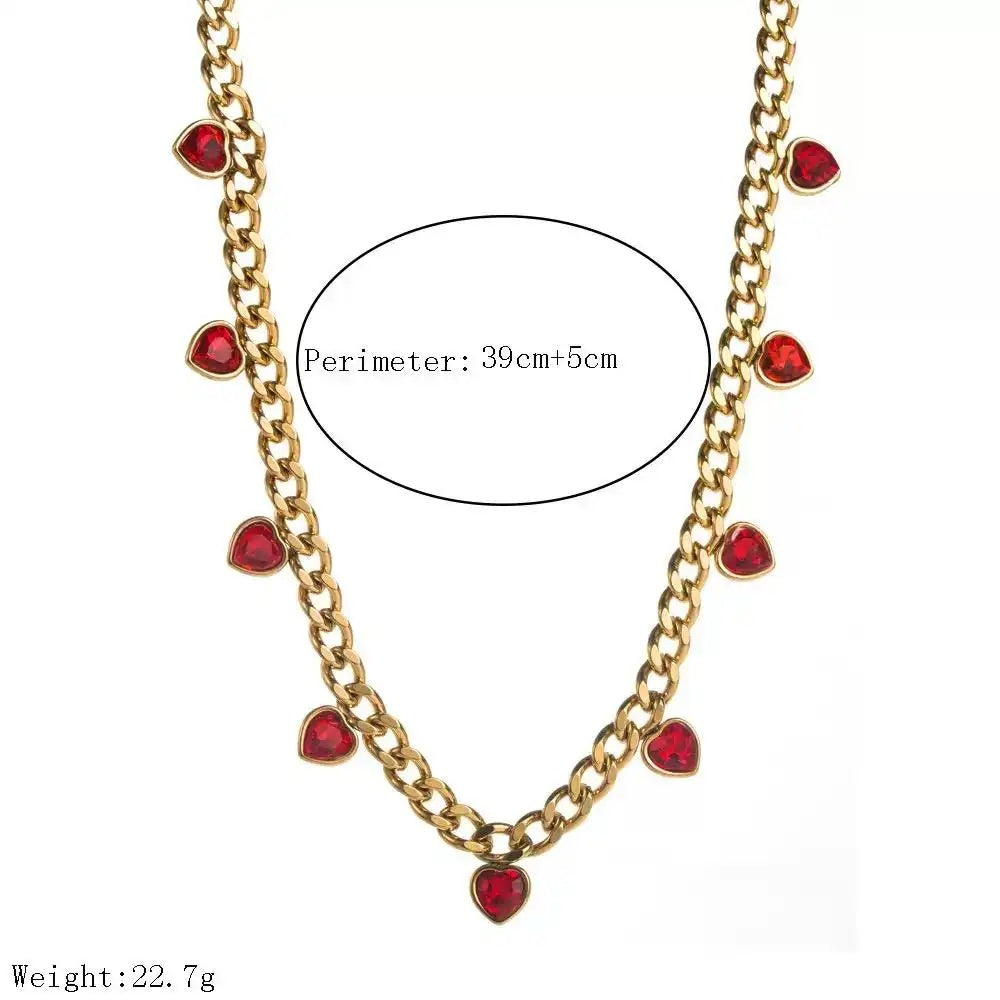 Red Crystal Station Necklace