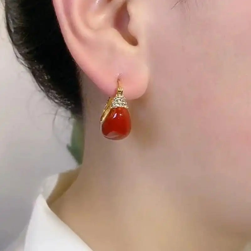Red Enamel Crystal Earrings
