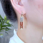 Red Enamel Geometric Earrings