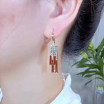 Red Enamel Geometric Earrings