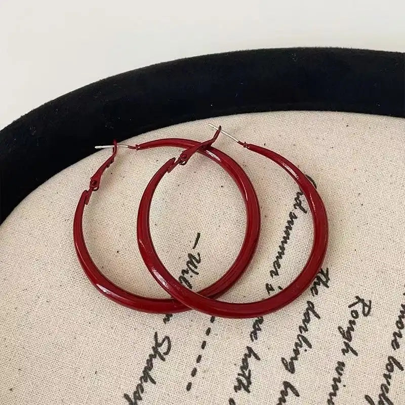 Red Enamel Hoop Earrings