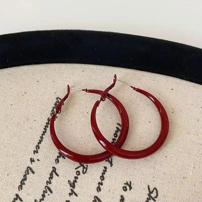 Red Enamel Hoop Earrings