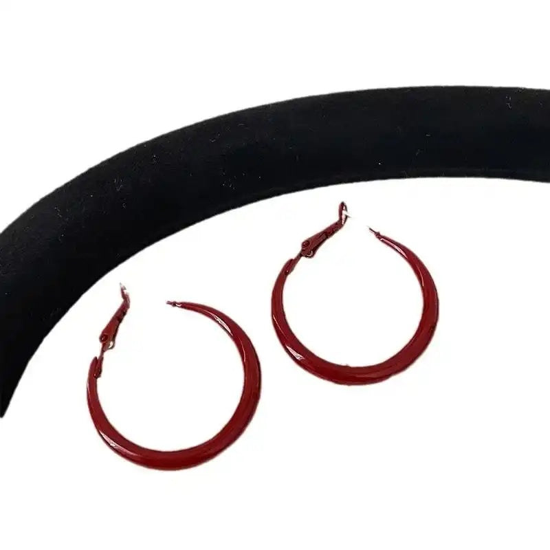Red Enamel Hoop Earrings