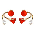 Red Flower Crystal Floral Gift Drop Earrings