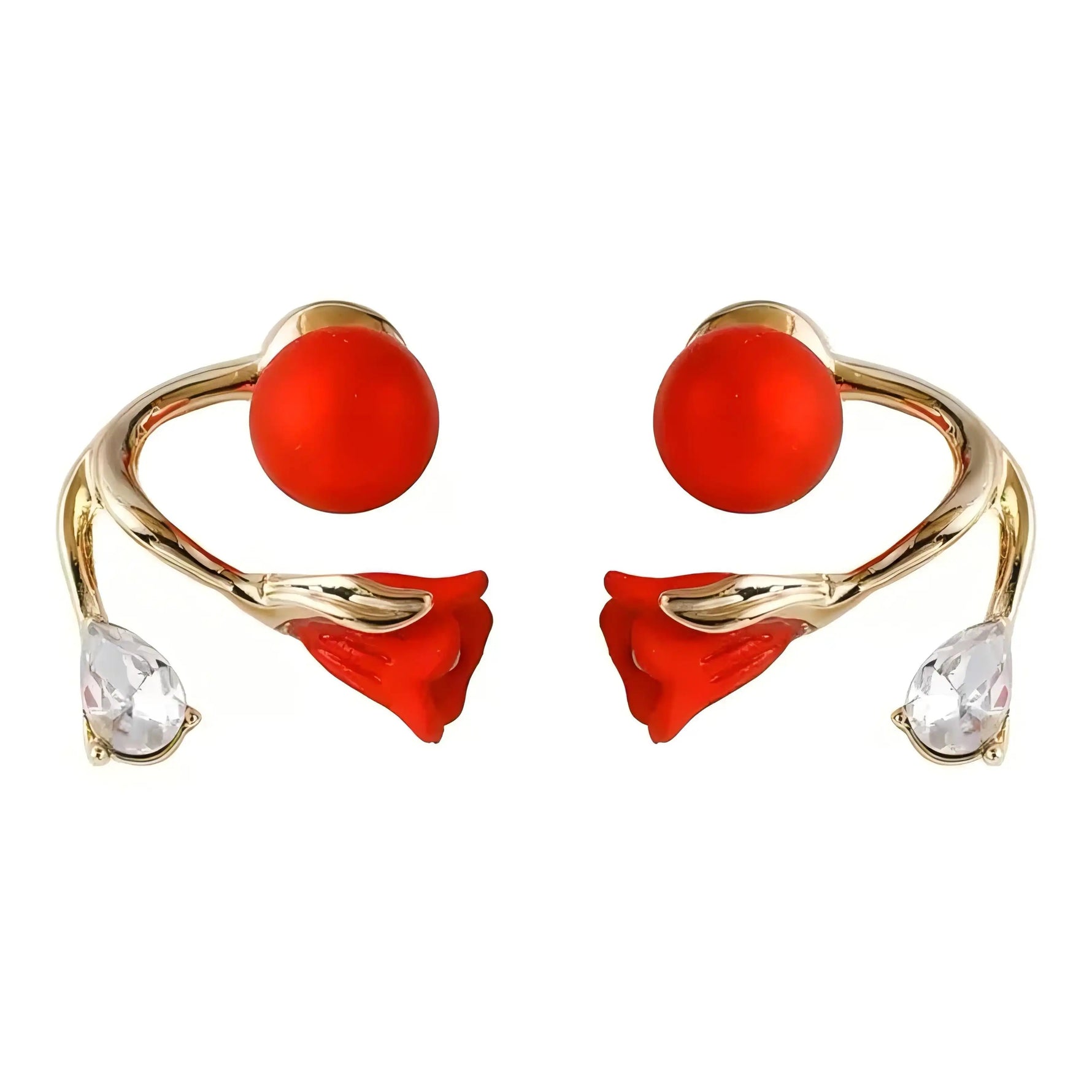 Red Flower Crystal Floral Gift Drop Earrings
