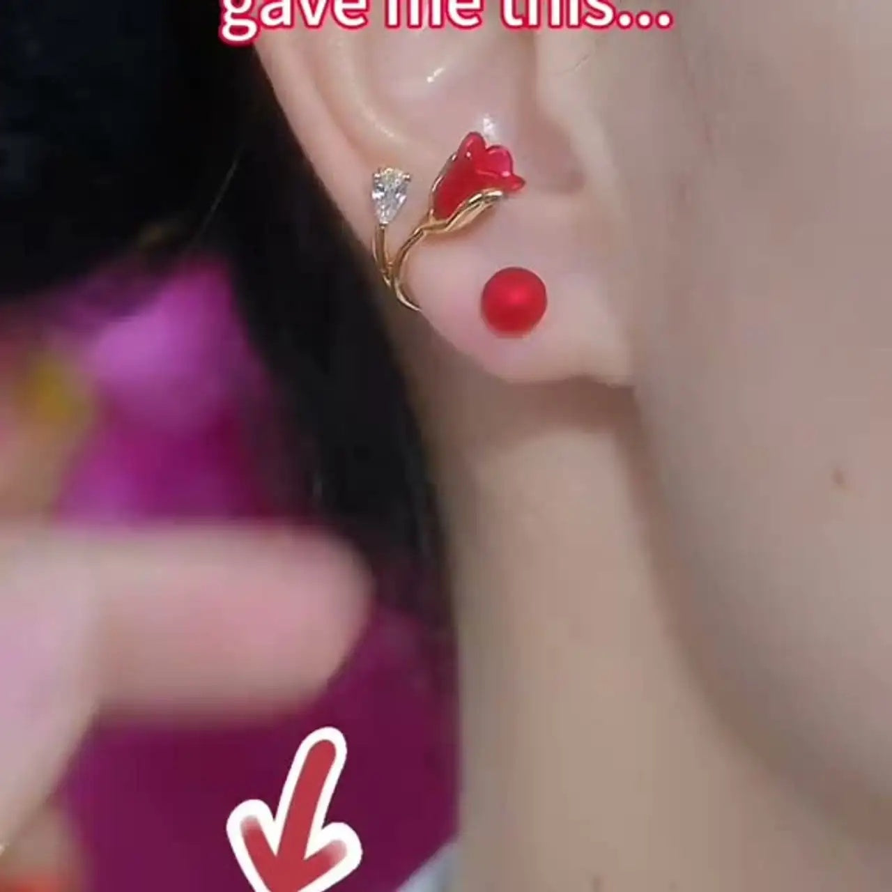 Red Flower Crystal Floral Gift Drop Earrings