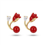 Red Flower Crystal Floral Gift Drop Earrings