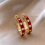 Red Heart Crystal Circle Hoop Earrings