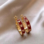Red Heart Crystal Circle Hoop Earrings