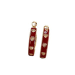 Red Heart Crystal Circle Hoop Earrings