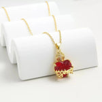 Red Heart Crystal Cross Pendant Necklace