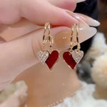 Red Heart Tassel Drop Earrings