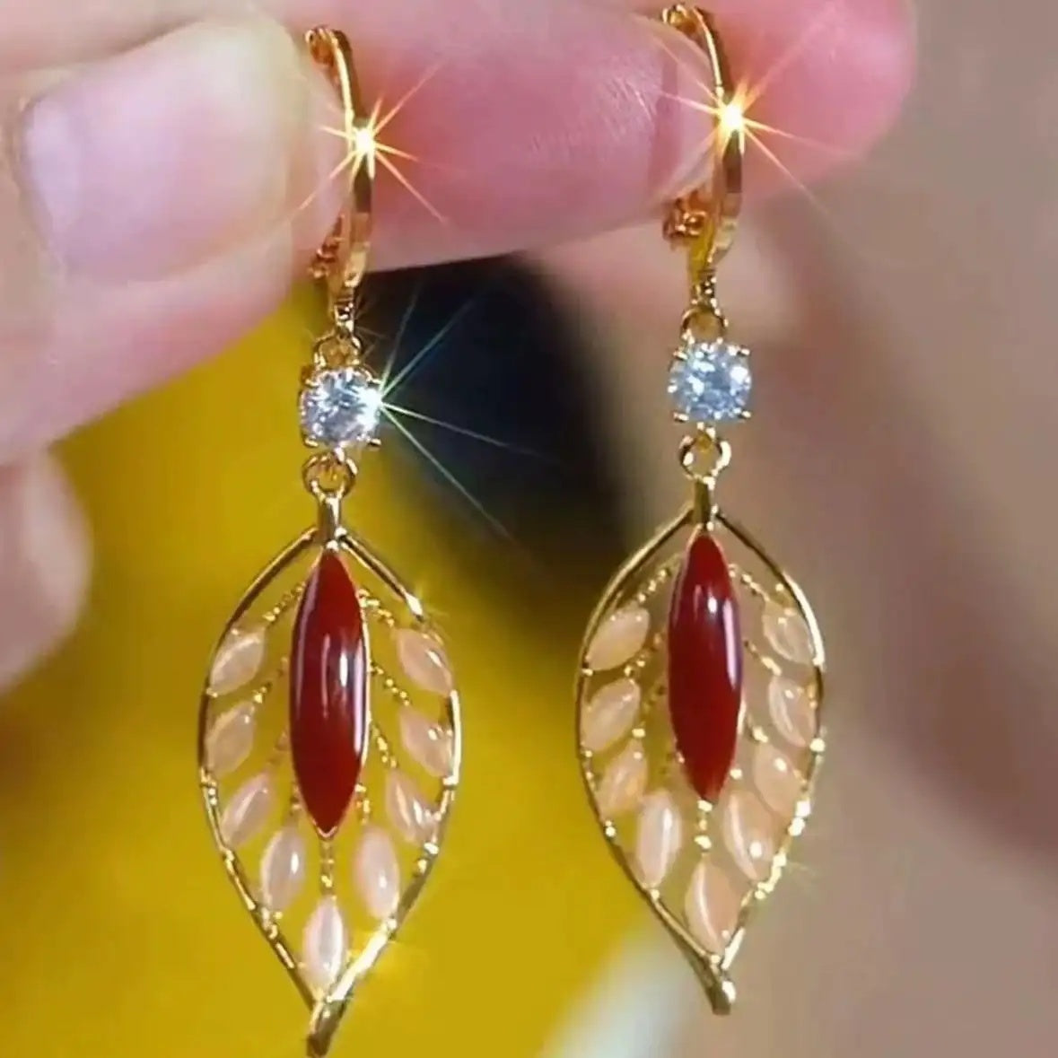 Red Leaf Earrings
