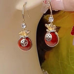 Red Lucky Pouch Drop Earrings