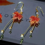 Red Maple Leaf Ear Hooks Earrings