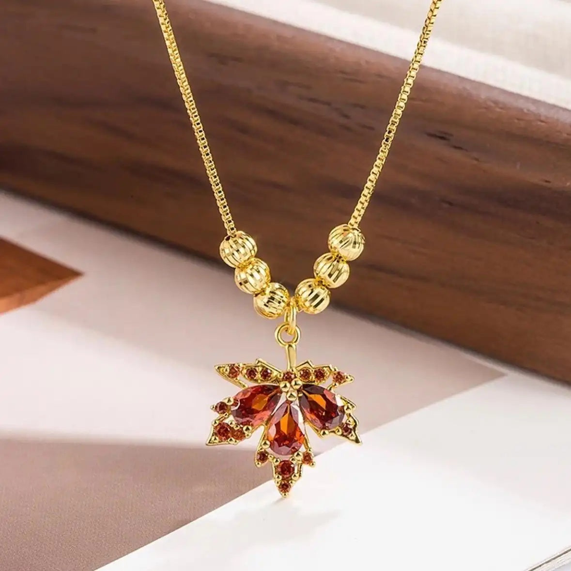 Red Maple Leaf Necklace