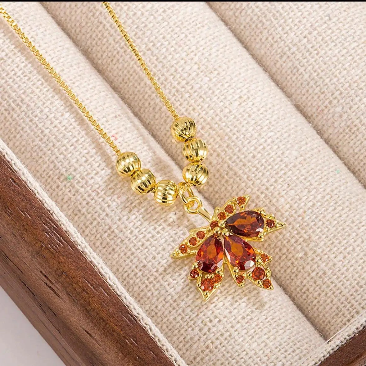Red Maple Leaf Necklace