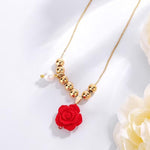 Red Rose Bead Necklace