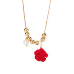 Red Rose Bead Necklace
