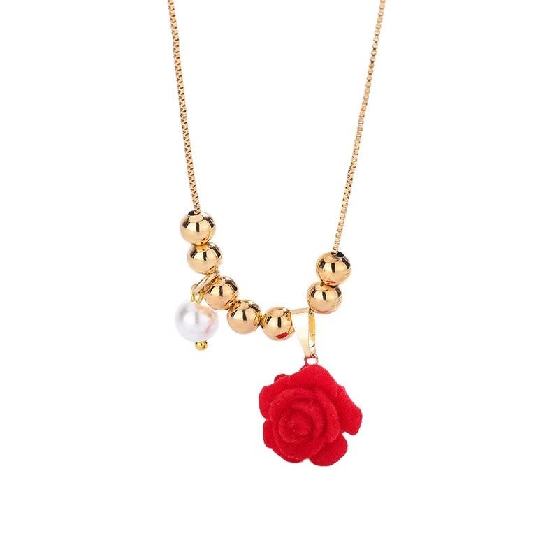 Red Rose Bead Necklace