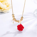 Red Rose Bead Necklace