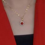 Red Rose Collarbone French Pendant Necklace