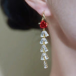 Red Rose Long Drop Earrings