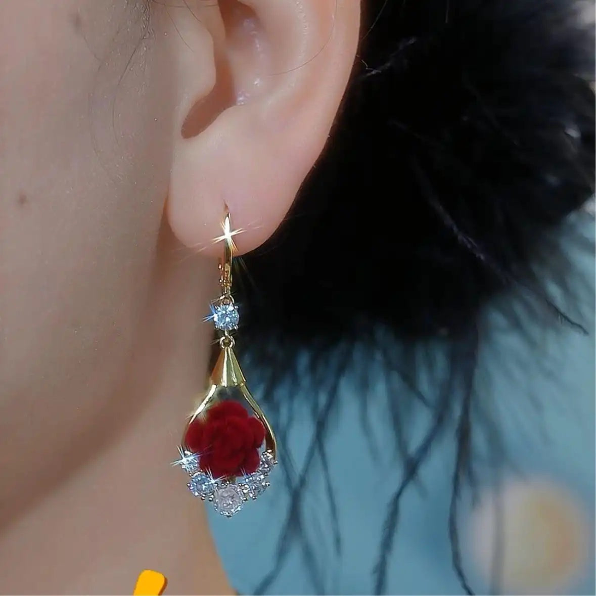 Red Rose Stones Earrings