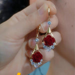 Red Rose Stones Earrings