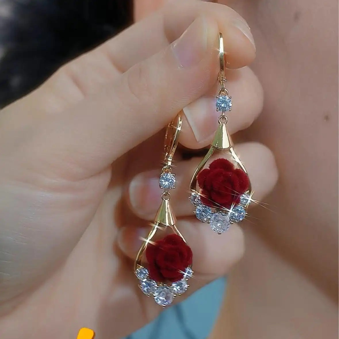 Red Rose Stones Earrings