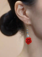 Red Rose Threader Earrings