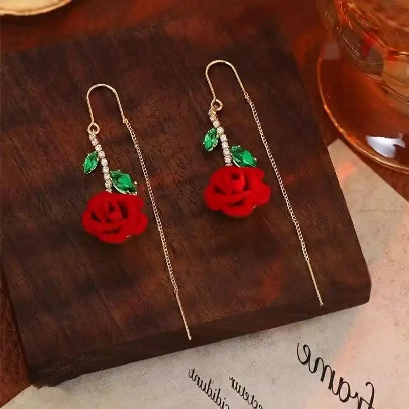 Red Rose Vintage Earrings