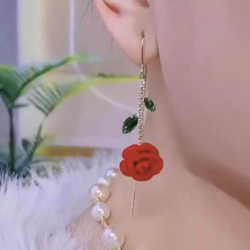 Red Rose Vintage Earrings
