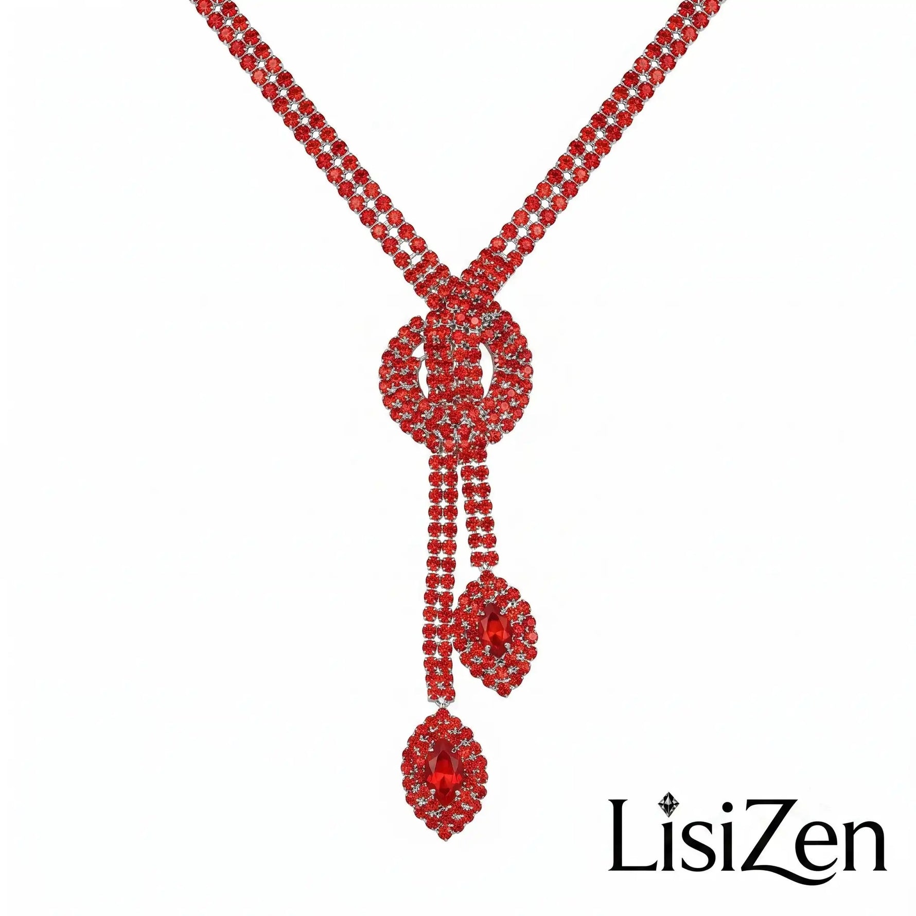 Red Ruby Color Crystal Teardrop Jewelry Set