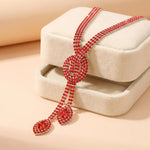 Red Ruby Color Crystal Teardrop Jewelry Set