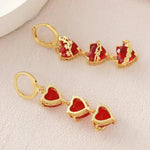 Red Sacred Heart Thorn Rose Drop Earrings