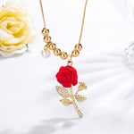 Red Stem Rose Pendant Necklace