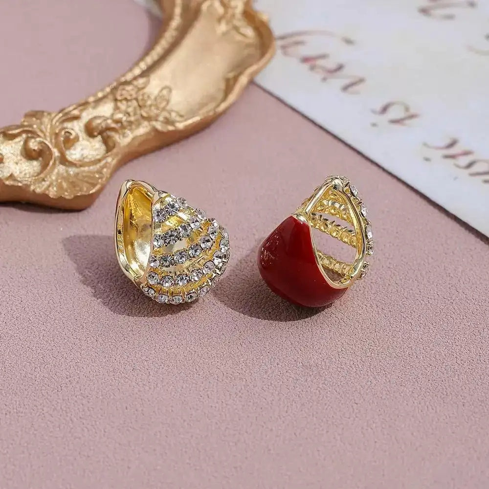 Red Teardrop Crystal Double-Sided Drop Earrings